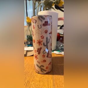 Western-Themed Beige and Brown Vase